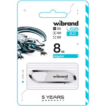 Флеш-драйв WIBRAND USB 2.0 Aligator 8Gb White (WI2.0/AL8U7W)