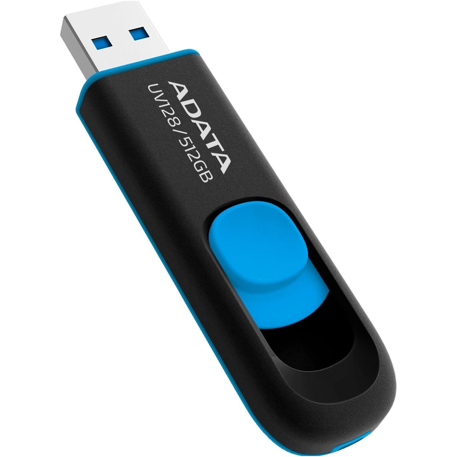 Флеш-драйв ADATA UV128 512GB USB 3.2 Black/Blue (AUV128-512G-RBE) Конструкция выдвижная