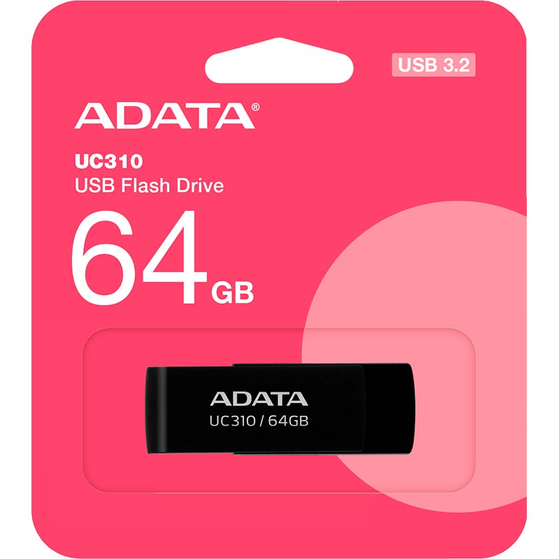 Флеш-драйв ADATA UC310 64Gb Black (UC310-64G-RBK) Объем памяти 64 Гб