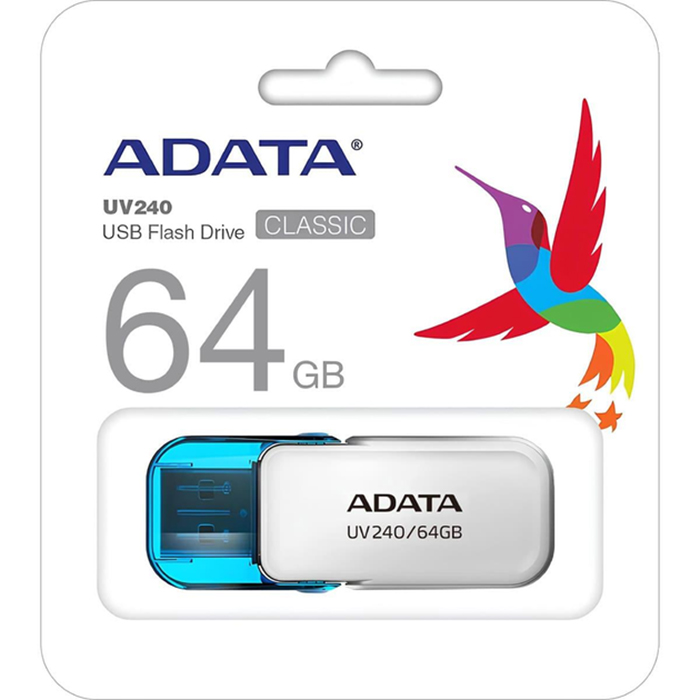 Флеш-драйв ADATA USB 2.0 AUV 240 64Gb White (AUV240-64G-RWH) Матеріал корпуса пластик