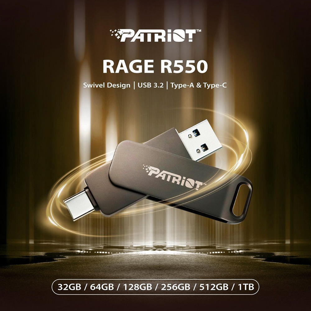 Флеш-драйв PATRIOT USB 3.2 Gen 1 Rage R550 32GB Type-A+C (PE32GR550DSAD) Інтерфейс USB 3.1/3.2 Gen 1 Type-A