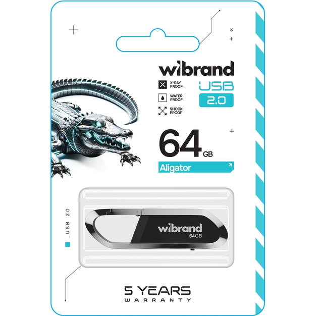 Флеш-драйв WIBRAND Aligator 64GB Black (WI2.0/AL64U7B) Матеріал корпуса метал