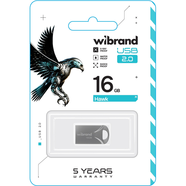 Флеш-драйв WIBRAND Hawk 16GB Silver (WI2.0/HA16M1S) Материал корпуса металл