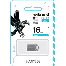 Флеш-драйв WIBRAND Hawk 16GB Silver (WI2.0/HA16M1S)