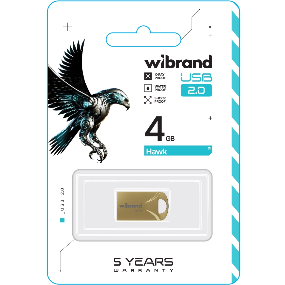 Флеш-драйв WIBRAND Hawk 4GB Gold (WI2.0/HA4M1G) Конструкция монолит