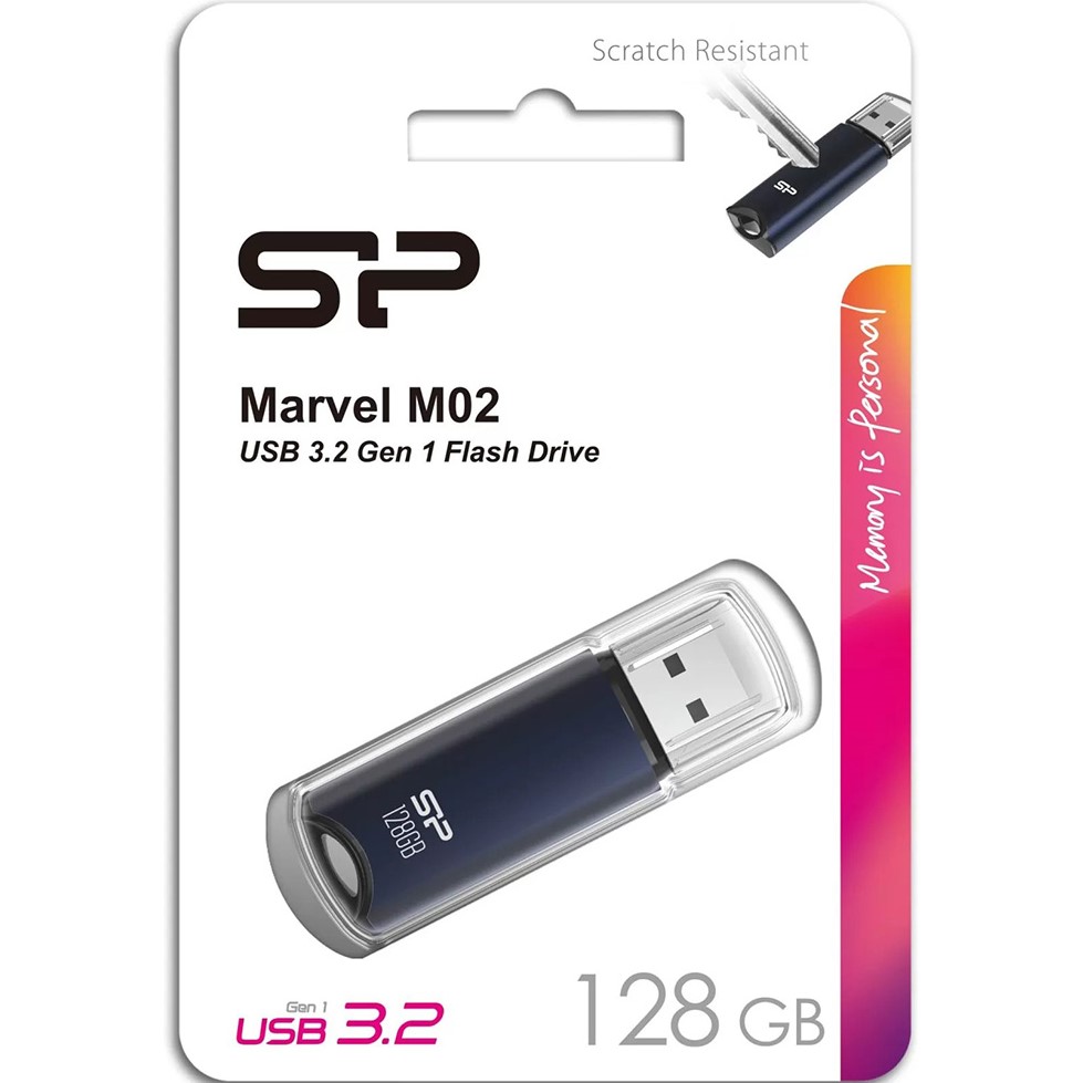 Флеш-драйв SILICON POWER Marvel M02 128GB Blue (SP128GBUF3M02V1B) Материал корпуса пластик