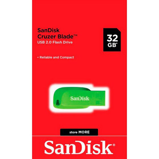 Флеш-драйв SANDISK Cruzer Blade 32GB Green (SDCZ50C-032G-B35GE) Конструкция монолит