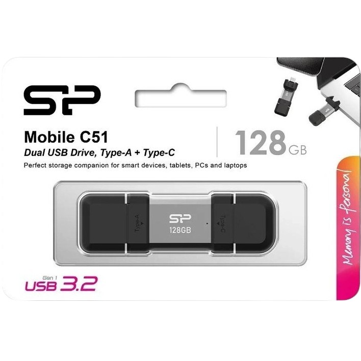 Покупка Флеш-драйв SILICON POWER Mobile C51 128GB Silver (SP128GBUC3C51V1S)