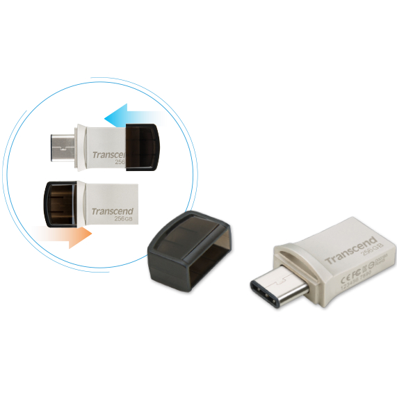 Зовнішній вигляд Флеш-драйв TRANSCEND JetFlash 890 256GB Silver (TS256GJF890S)