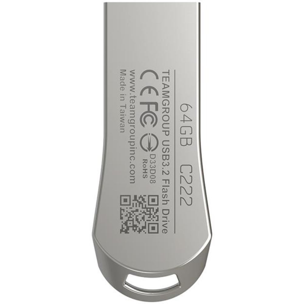 Флеш-драйв TEAM C222 64GB USB3.2 Silver (TC222364GS01) Матеріал корпуса метал