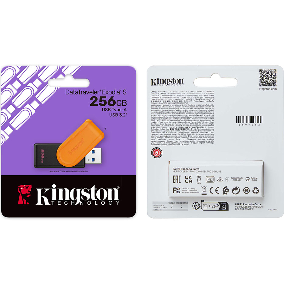 Флеш-драйв KINGSTON DTXS 256GB USB 3.2 Gen 1 Black/Orange (DTXS/256GB) Материал корпуса пластик
