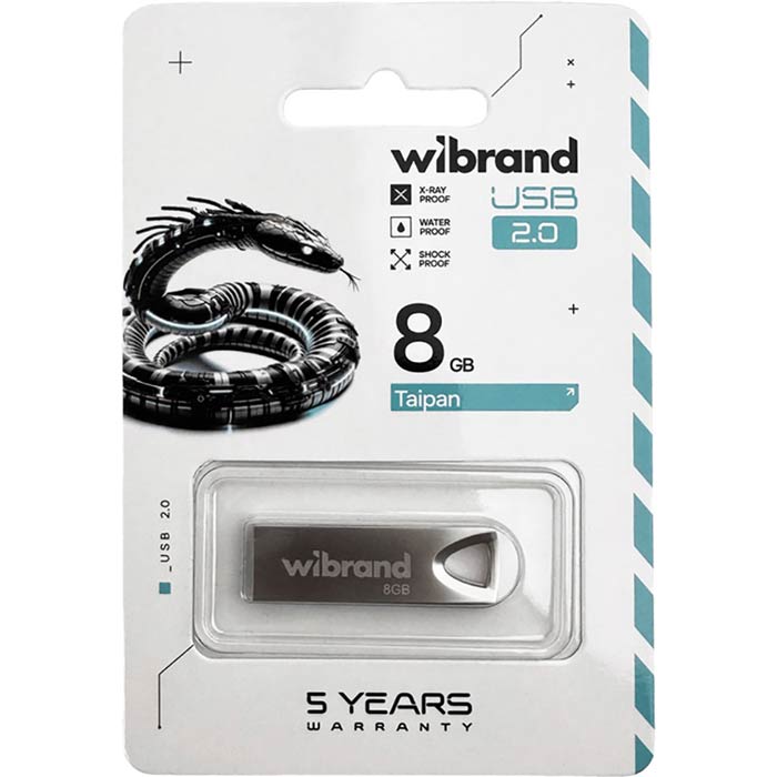 Флеш-драйв WIBRAND Taipan 8Gb Silver (WI2.0/TA8U2S) Материал корпуса металл