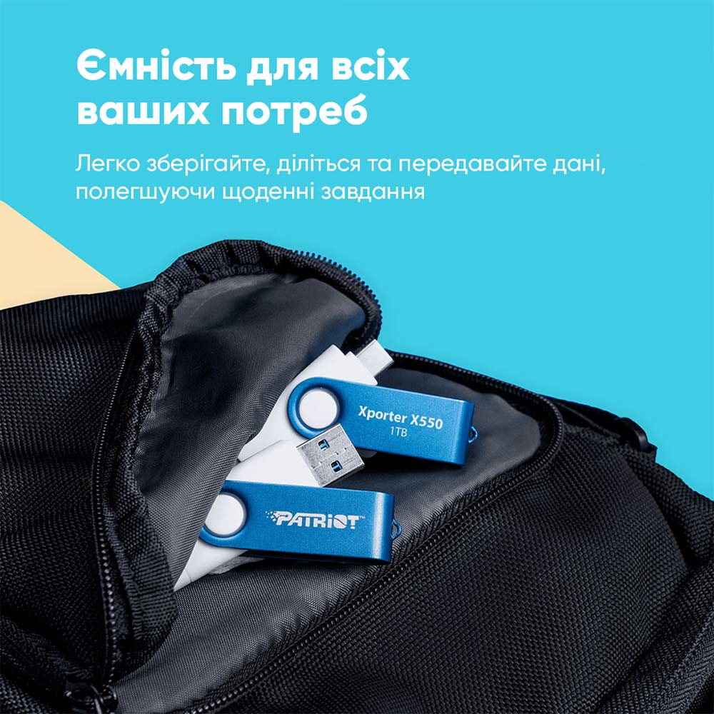 Зовнішній вигляд Флеш-драйв PATRIOT Xporter X550 1TB Blue (PS1TX550AAD)