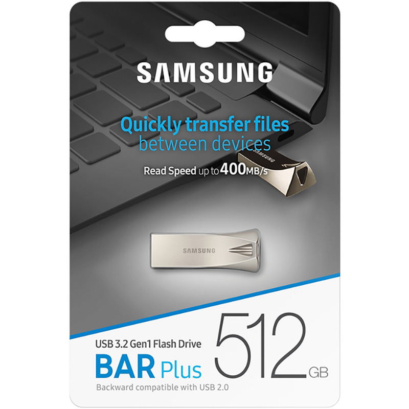 Фото Флеш-драйв SAMSUNG Bar Plus USB 3.2 Gen 1 512GB Silver (MUF-512BE3/APC)