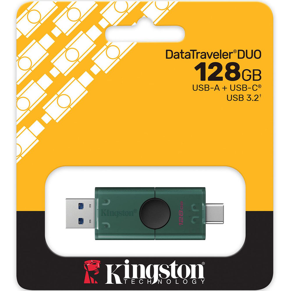Флеш-драйв KINGSTON DataTraveler Duo USB3.2 128GB Type-C Green (DTDEG2/128GB) Об'єм пам'яті 128 Гб