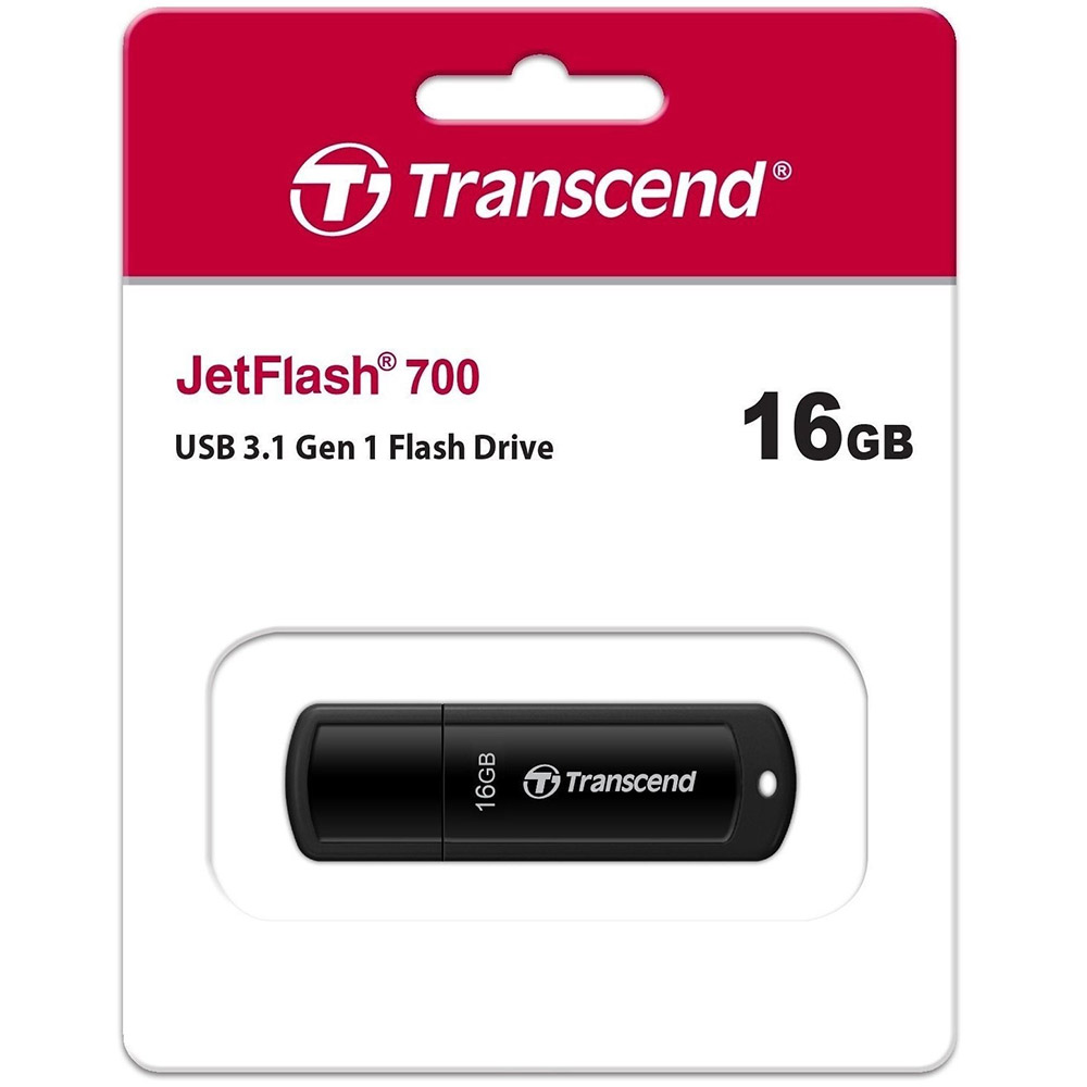 Флеш-драйв TRANSCEND JetFlash 700 16 GB USB 3.1 Black (TS16GJF700) Материал корпуса пластик
