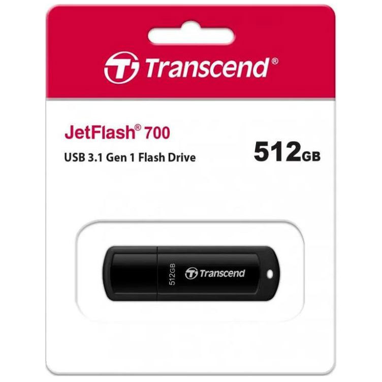 Флеш-драйв TRANSCEND JetFlash 700 512GB USB 3.1 Black (TS512GJF700) Материал корпуса пластик