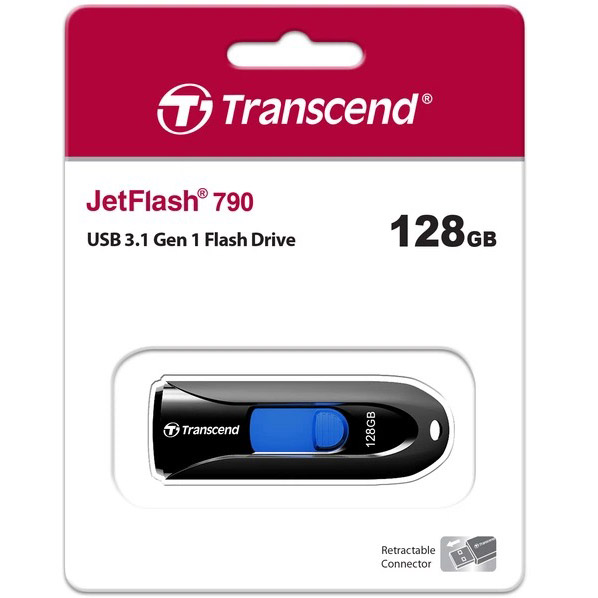 Флеш-драйв TRANSCEND JetFlash 790 128GB USB 3.1 Black (TS128GJF790K) Інтерфейс USB 3.1/3.2 Gen 1 Type-A