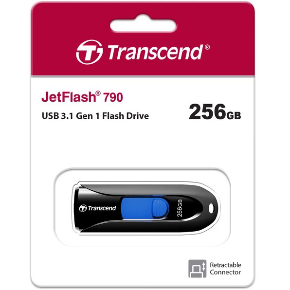 Флеш-драйв TRANSCEND JetFlash 790 256GB USB 3.1 Black (TS256GJF790K) Интерфейс USB 3.1/3.2 Gen 1 Type-A