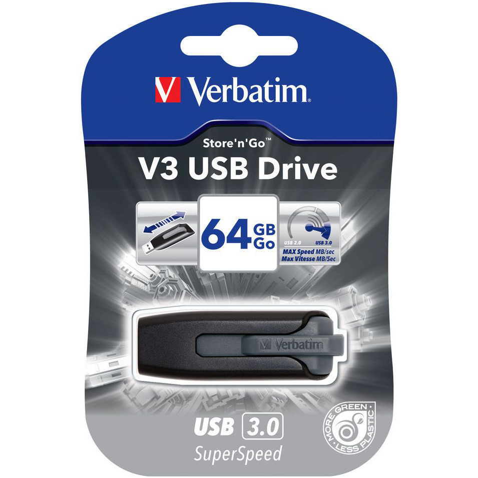 Флеш-драйв VERBATIM Store 'n' Go 64GB Grey (49174) Объем памяти 64 Гб