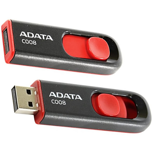 Флеш-драйв A-DATA C008 32 Gb Black/Red (AC008-32G-RKD) Материал корпуса пластик