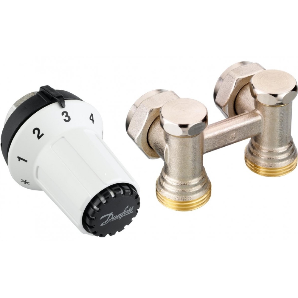 Комплект радиаторных терморегуляторов DANFOSS RAS-CK + RLV-KS 1/2" M30x1.5 угловой (013G5276)