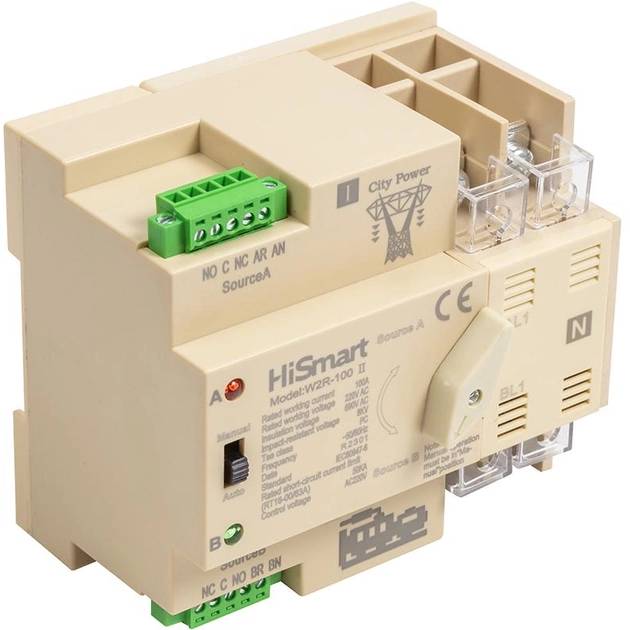 Автоматический переключатель HISMART W2R-2P 220V 100A (HS082482) Тип дополнительное оборудование