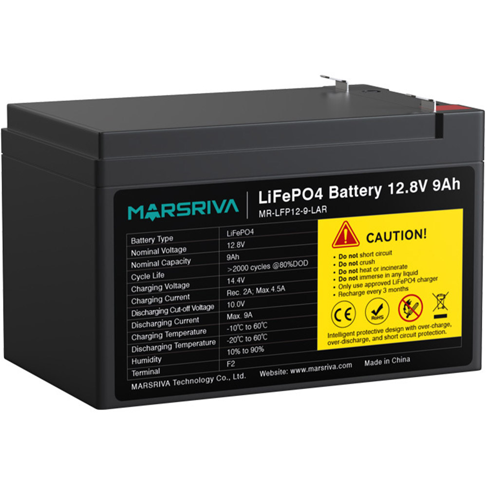 Аккумуляторная батарея MARSRIVA LiFePO4 12.8V 9Ah (MR-LFP12-9-LAR) Емкость 9