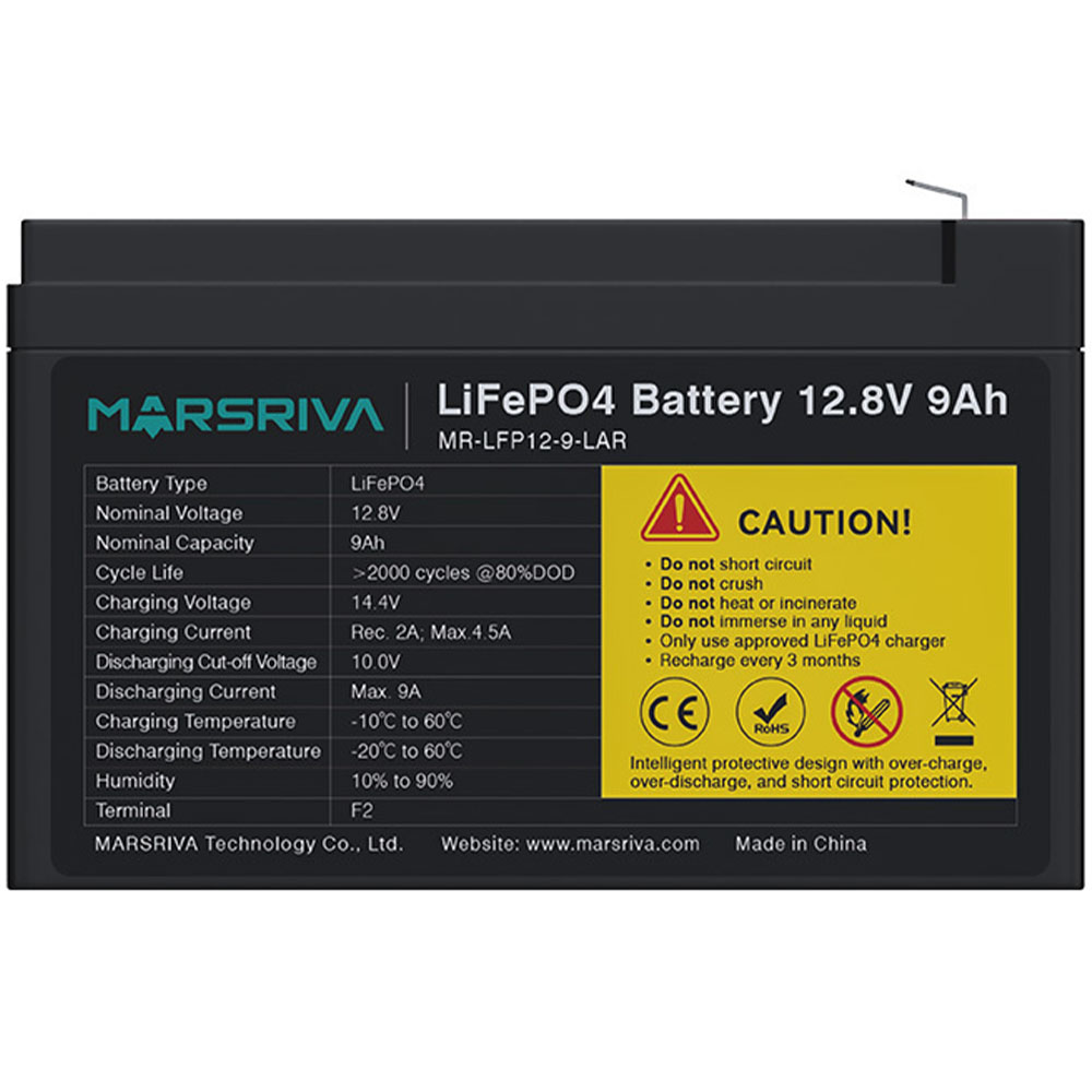 Аккумуляторная батарея MARSRIVA LiFePO4 12.8V 9Ah (MR-LFP12-9-LAR) Напряжение, В 12