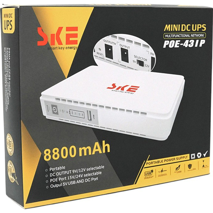 ДБЖ SKE PoE-431P White (IPOE-431P/L) Ємність акумулятора 2200