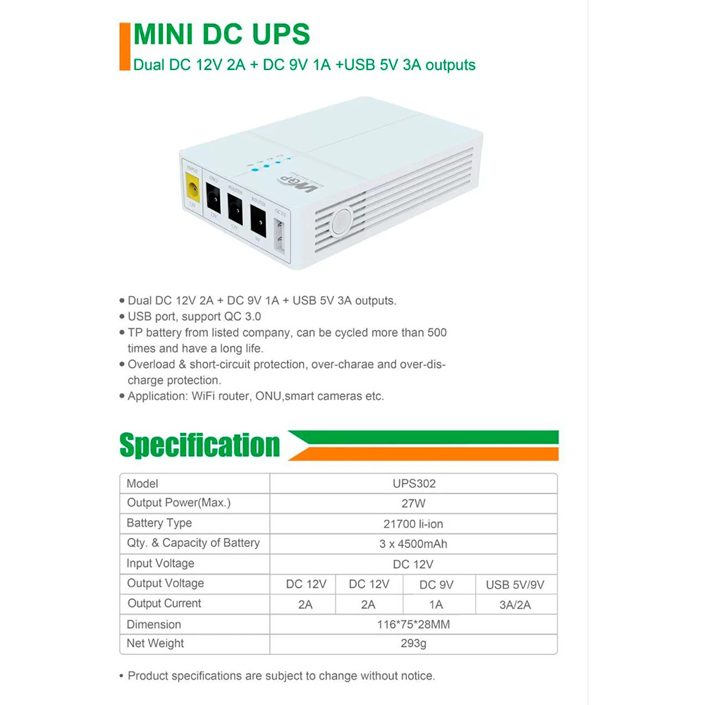 ИБП WGP UPS RCI 302 Мощность 27