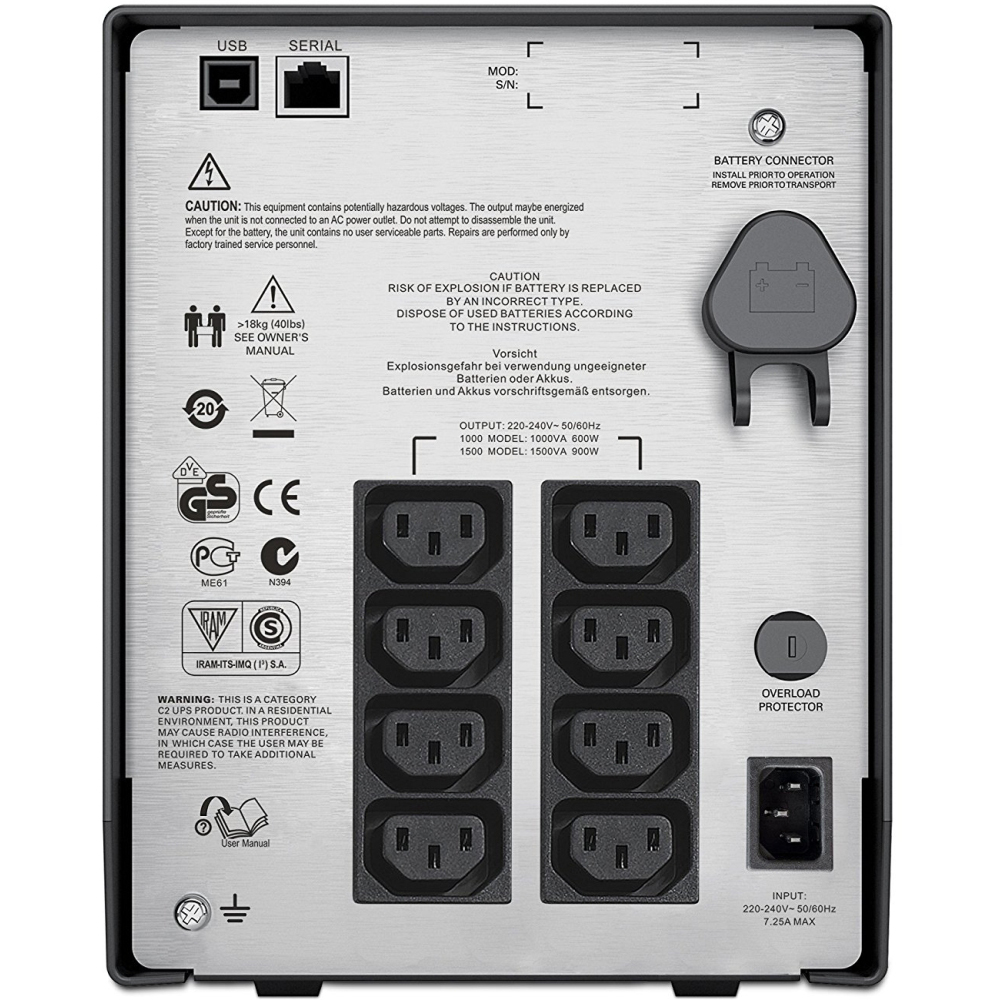 ИБП APC Smart-UPS C 1500VA LCD (SMC1500I) Мощность 900