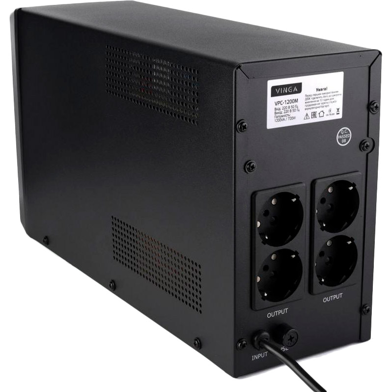 ДБЖ VINGA LCD 1200VA metal case (VPC-1200M) Захист від перевантаження