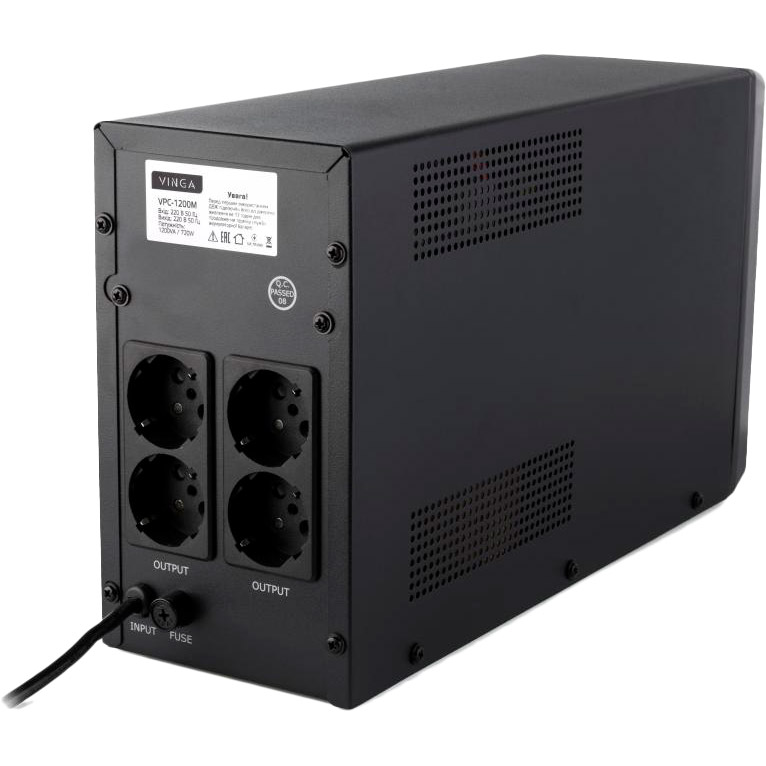 Зовнішній вигляд ДБЖ VINGA LCD 1200VA metal case (VPC-1200M)