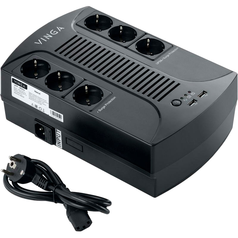 

ИБП VINGA 800VA-PU (VPP-800U), 800VA-PU, 2USB*5V /1A