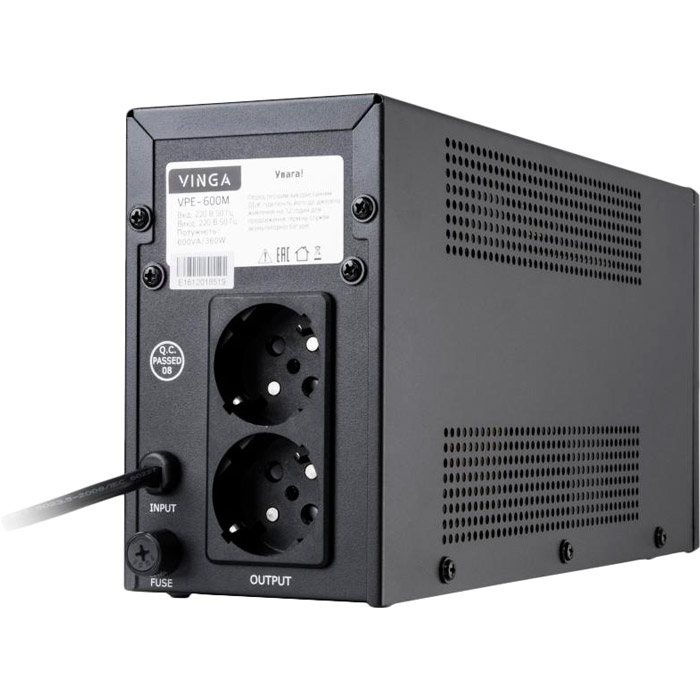 ДБЖ VINGA LED 600VA Metal Case (VPE-600M) Потужність 360