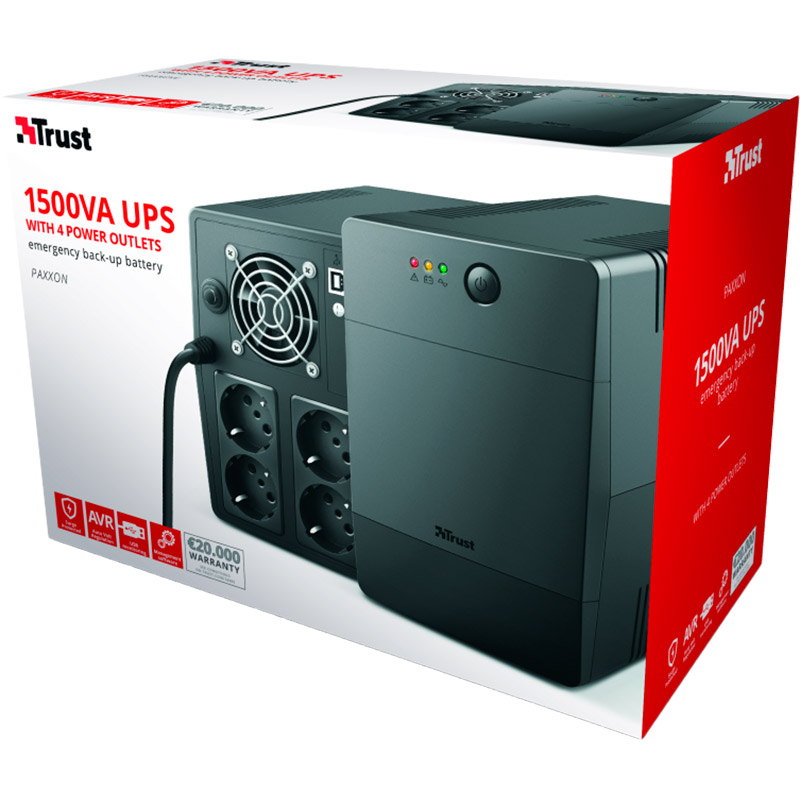 Зовнішній вигляд ДБЖ TRUST Paxxon 1500VA UPS BLACK (23505)