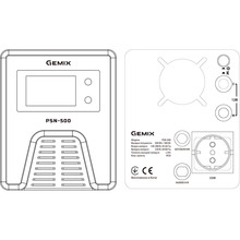 ДБЖ GEMIX PSN-500 500VA/300W 12V Schuko