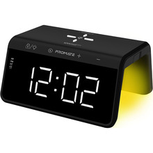 Настольные часы-будильник Promate TimeBridge-Qi с беспроводной зарядкой 10 Вт Black (timebridge-qi.black)