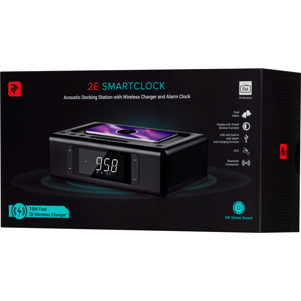 Покупка Часы настольные 2E SmartClock Wireless Charging Black (2E-AS01QIBK)