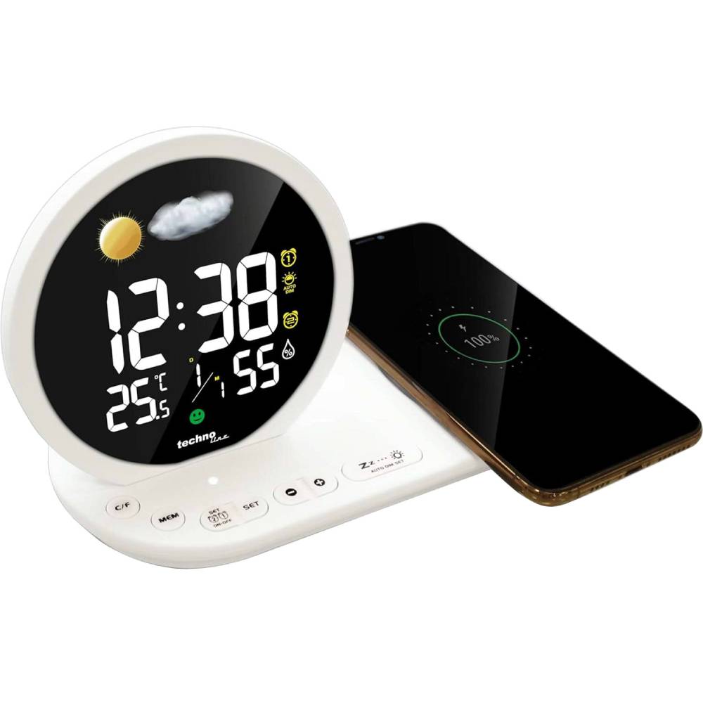 Годинник настільний TECHNOLINE WT427 Wireless Mobile Charging White