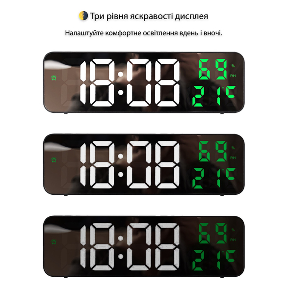 Годинник настільний ACTION 671 Black (671-act) Дисплей True