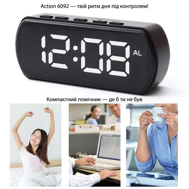 Фото 14 Годинник настільний ACTION 6092 Black (6092-act)