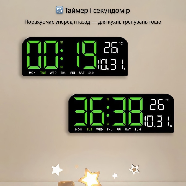 Годинник настільний ACTION GH0707 Black (GH0707-act) Дисплей True