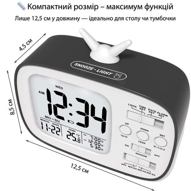 Внешний вид Часы настольные ACTION GH181 Black (GH181-act)