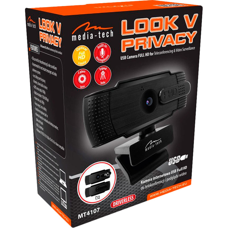 Web-камера MEDIA-TECH LOOK V Privacy Full HD 2MPIX Black (MT4107) Роздільна здатність матриці 2