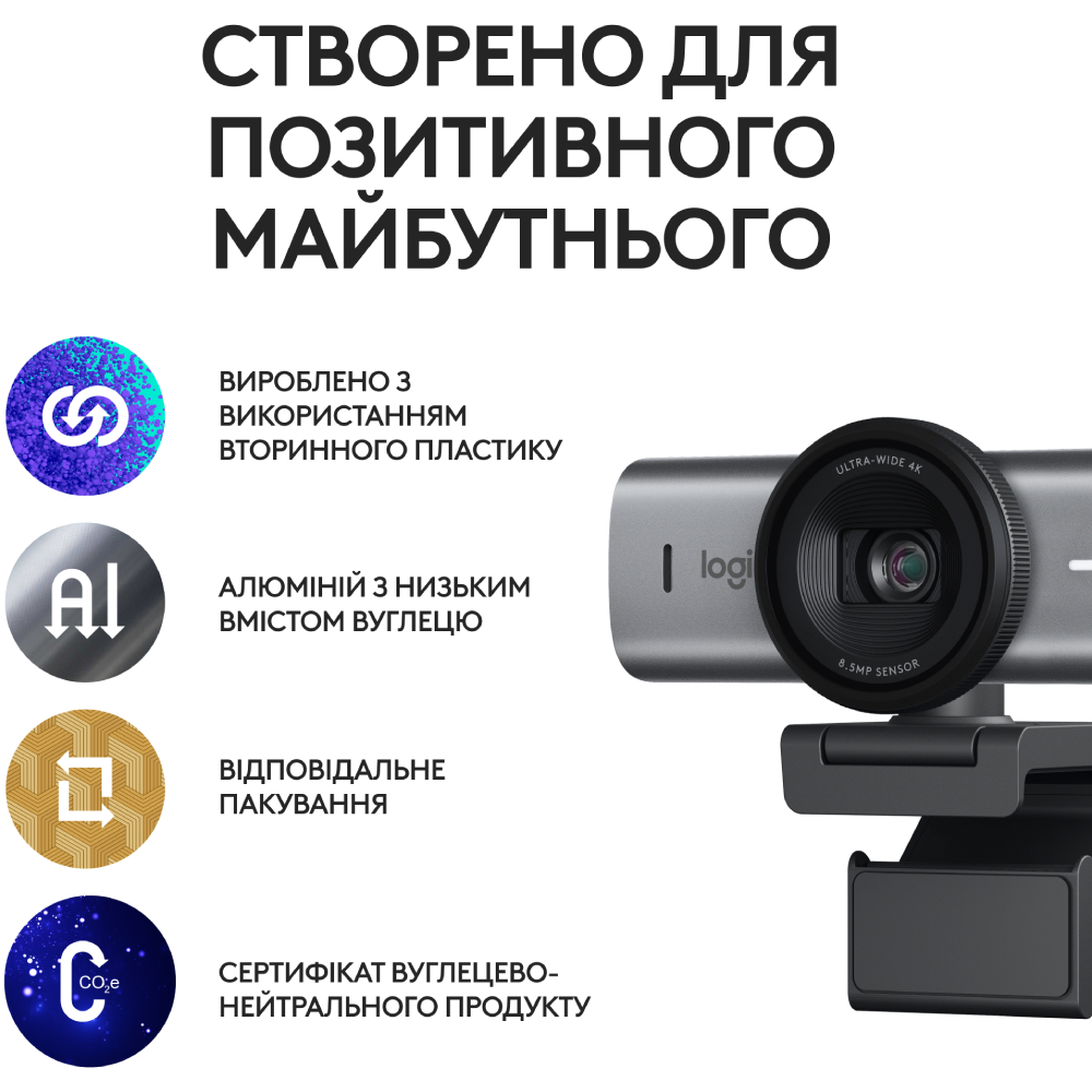 WEB-камера LOGITECH MX Brio GRAPHITE (960-001559) Спосіб фокусування автоматична