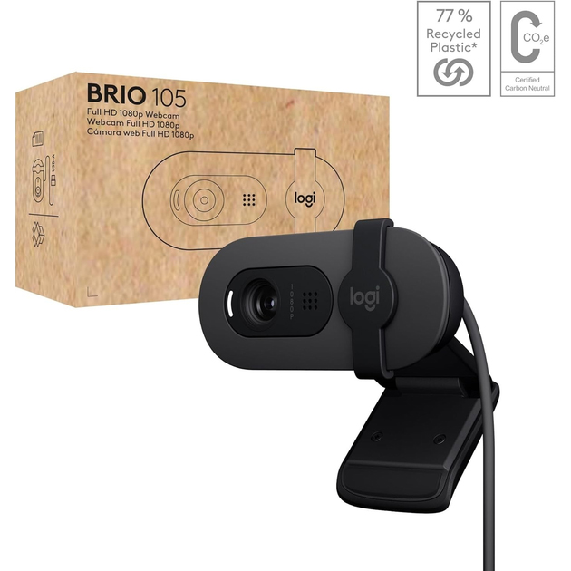 Фото WEB-камера LOGITECH Brio 105 Full HD 1080p Graphite (960-001592)