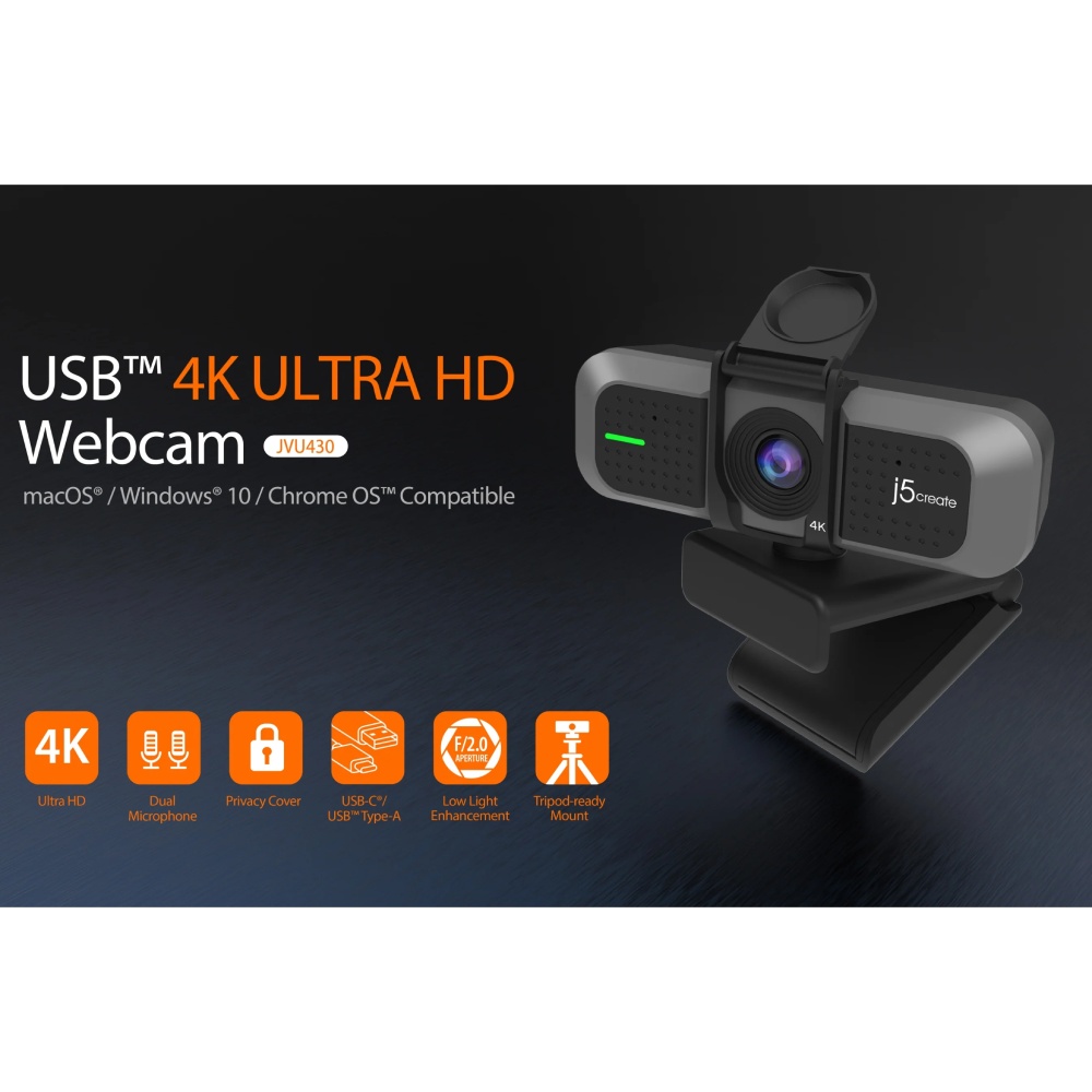 Внешний вид Web-камера J5CREATE JVU430-N Black/Silver