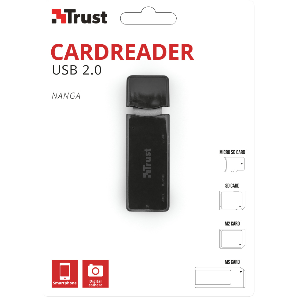 Картрідер TRUST Nanga USB 2.0 Cardreader (21934) Типи карт пам'яті Memory Stick (MS)